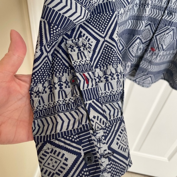 Tranquility Mayhem Blue Geometric Button-Up Shirt, Stylish, High Quality, LNC - Picture 5 of 10